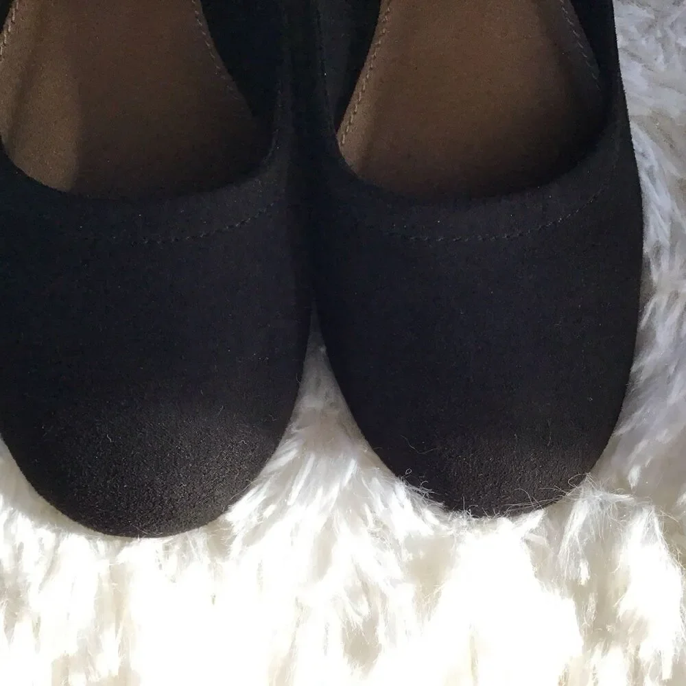 Brash Black Ballet Pump Size 7  Preppy Casual 1” Heel Slip On
